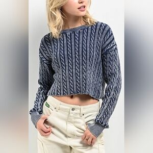 Aerie Blue Cable Knit Sweater
